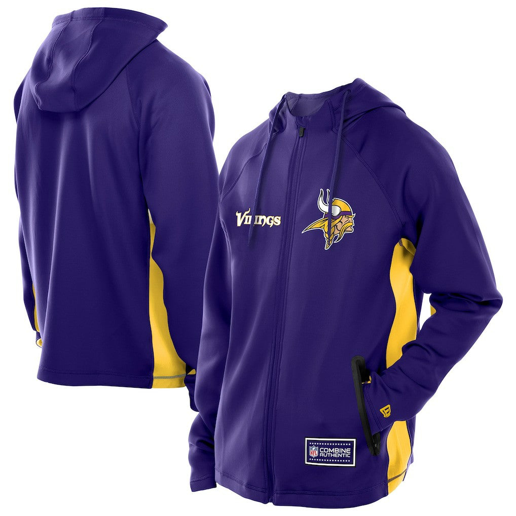 Minnesota Vikings New Era Combine Authentic Raglan Scuba Full-Zip Hoodie - Purple - NFL