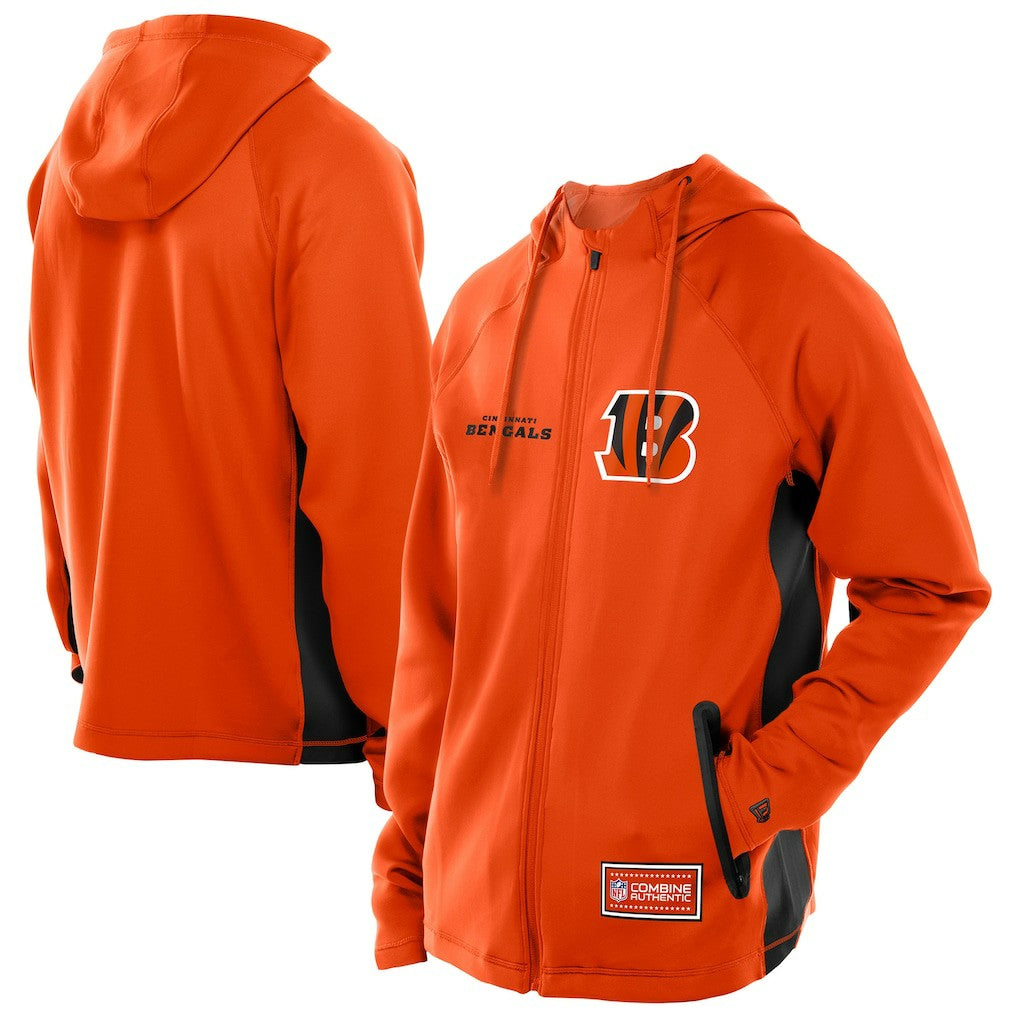 Cincinnati Bengals New Era Combine Authentic Raglan Scuba Full-Zip Hoodie - Orange - NFL