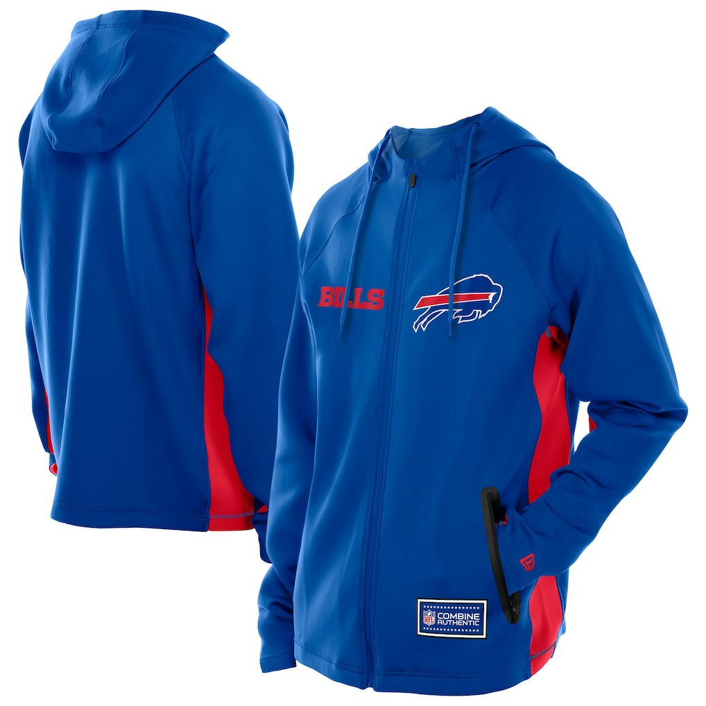 Buffalo Bills New Era Combine Authentic Raglan Scuba Full-Zip Hoodie - Royal - NFL