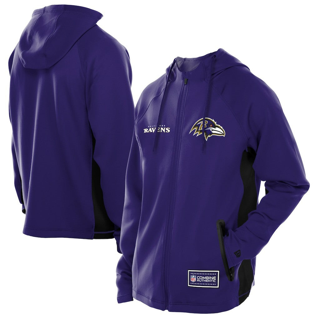Baltimore Ravens New Era Combine Authentic Raglan Scuba Full-Zip Hoodie - Purple - NFL