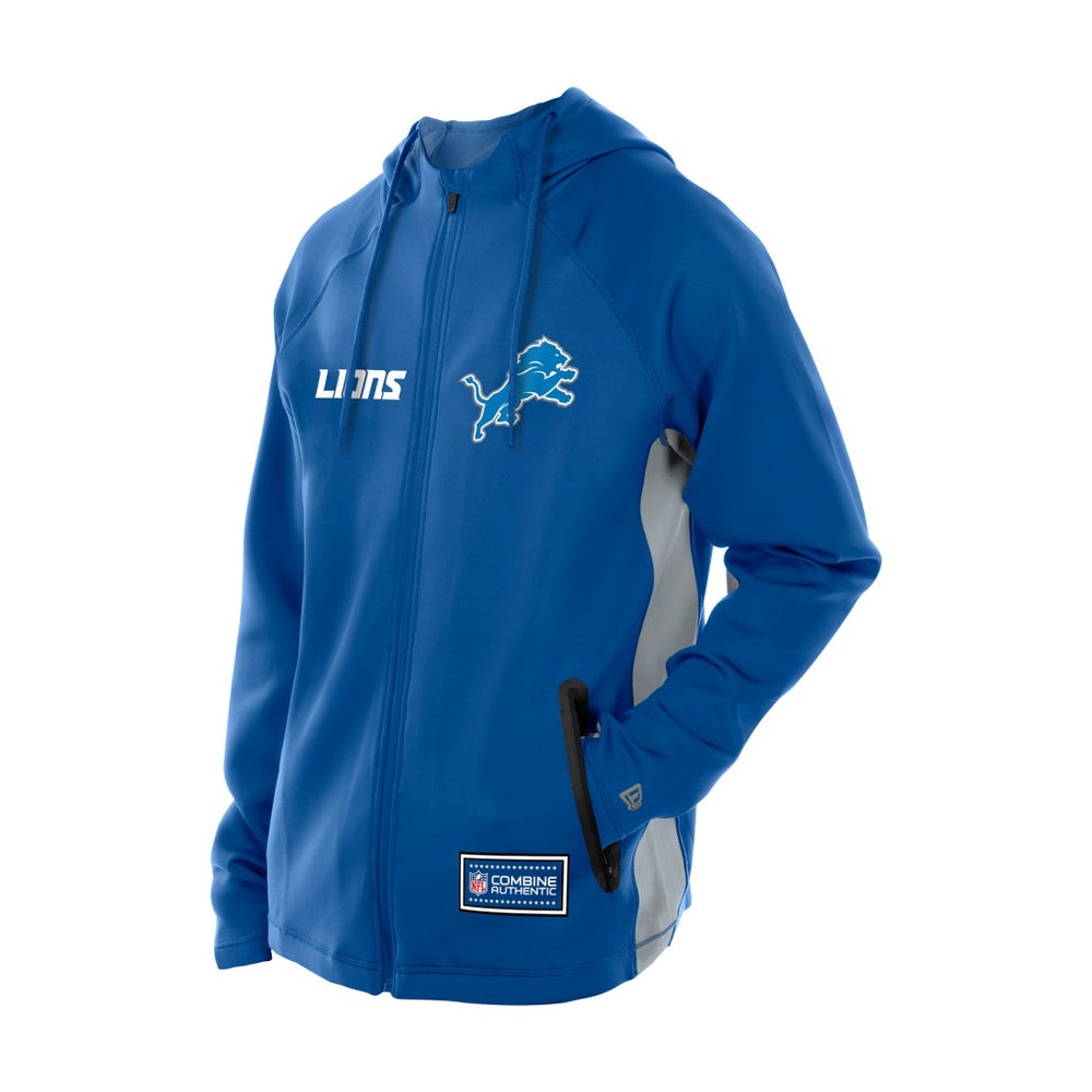Detroit Lions New Era Combine Authentic Raglan Scuba Full-Zip Hoodie - Blue - NFL