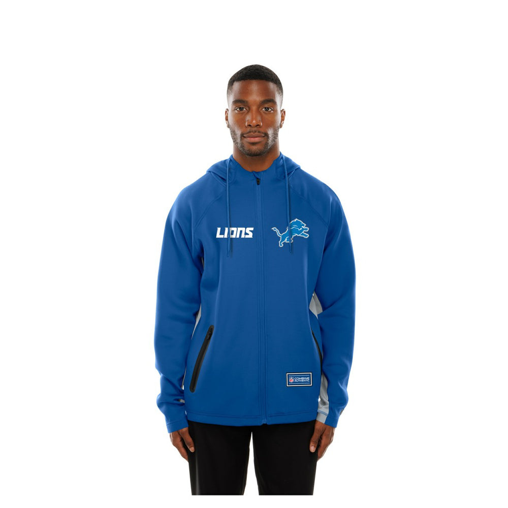 Detroit Lions New Era Combine Authentic Raglan Scuba Full-Zip Hoodie - Blue - NFL