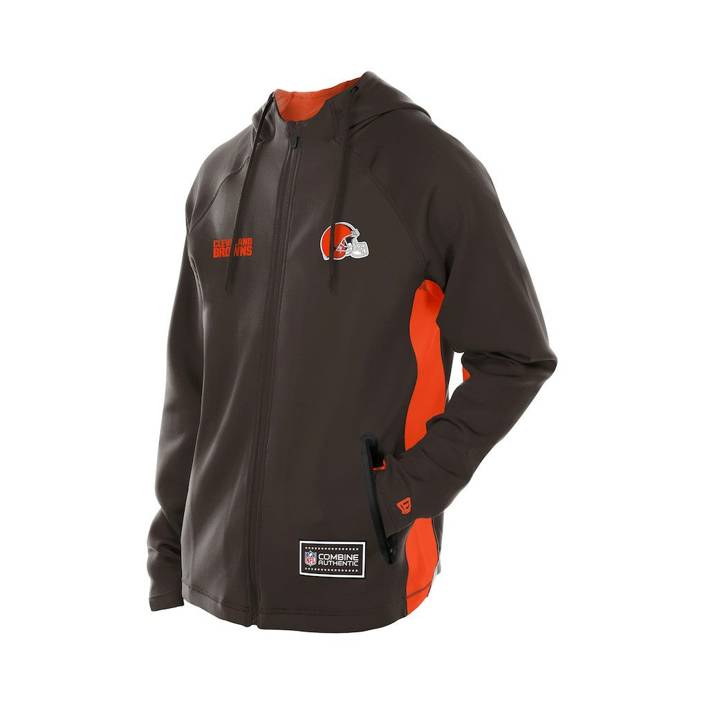 Cleveland Browns New Era Combine Authentic Raglan Scuba Full-Zip Hoodie - Brown - NFL