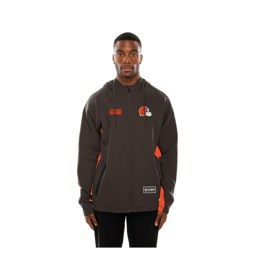 Cleveland Browns New Era Combine Authentic Raglan Scuba Full-Zip Hoodie - Brown - NFL