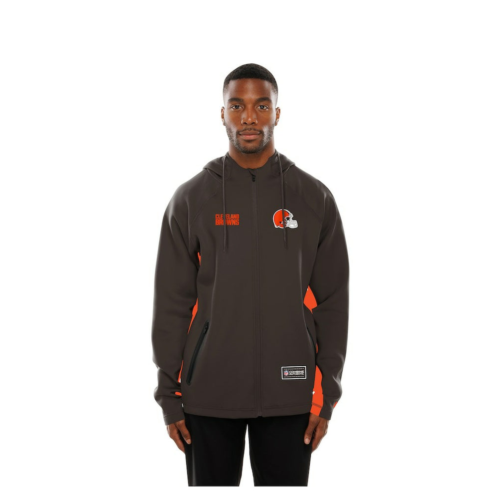 Cleveland Browns New Era Combine Authentic Raglan Scuba Full-Zip Hoodie - Brown - NFL