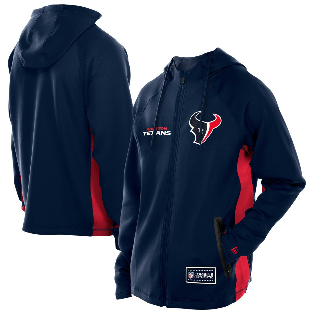 Houston Texans New Era Combine Authentic Raglan Scuba Full-Zip Hoodie - Navy - NFL