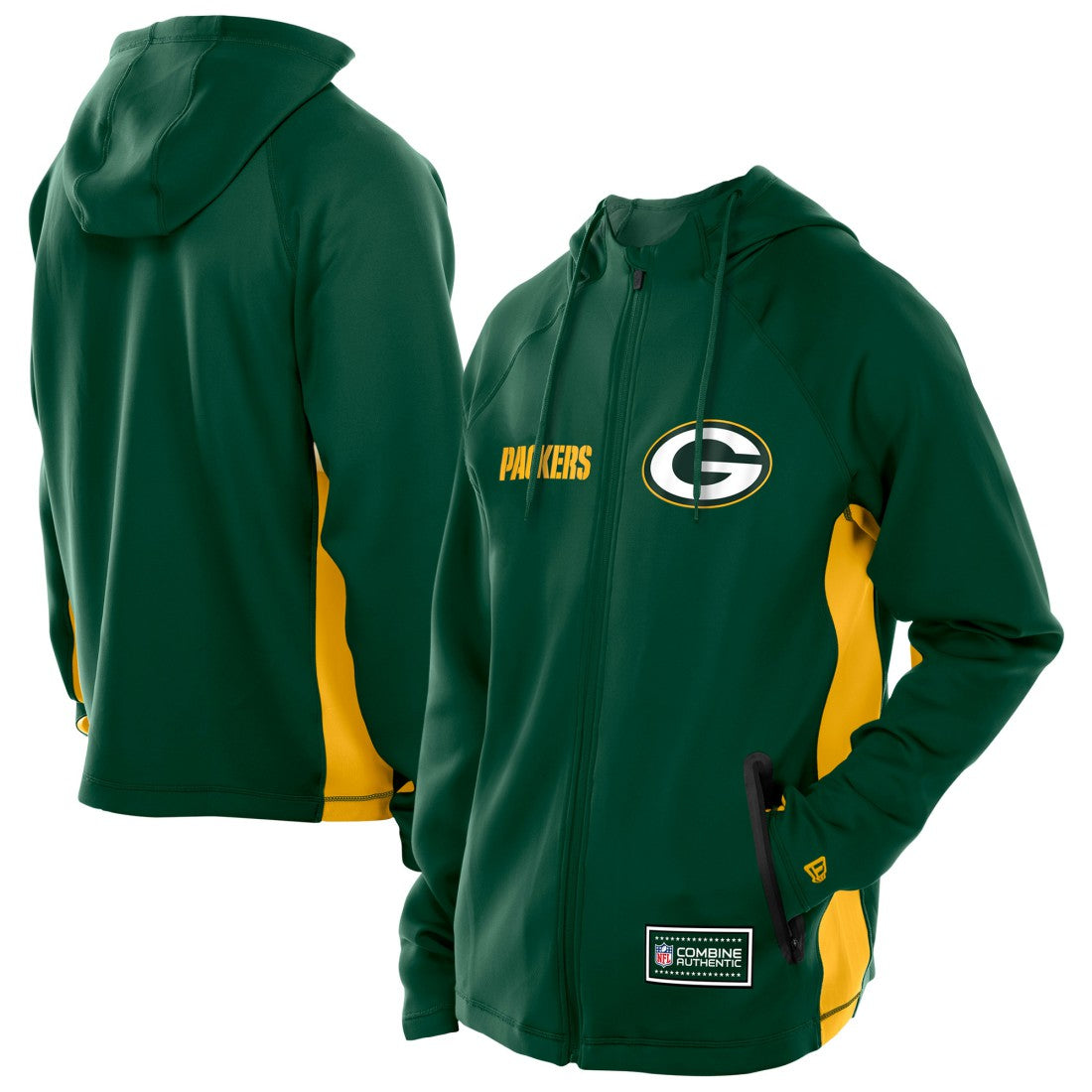 Green Bay Packers New Era Combine Authentic Raglan Scuba Full-Zip Hoodie - Green - NFL