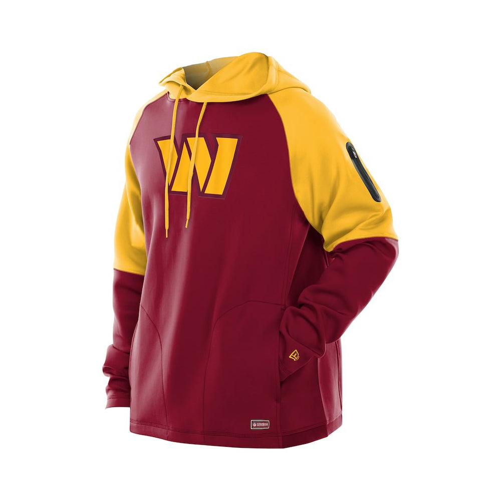 Washington Commanders New Era Combine Authentic Color Block Raglan Pullover Hoodie - Burgundy - NFL