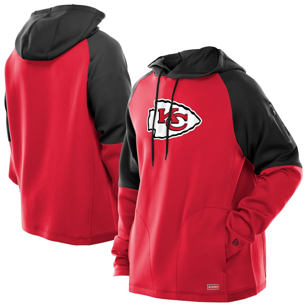 Kansas City Chiefs New Era Combine Authentic Color Block Raglan Pullover Hoodie - Red - NFL