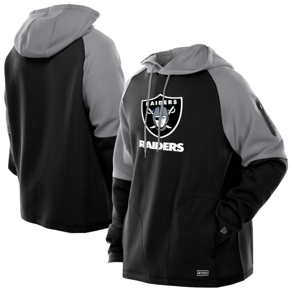 Las Vegas Raiders New Era Combine Authentic Color Block Raglan Pullover Hoodie - Black - NFL