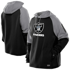 Las Vegas Raiders New Era Combine Authentic Color Block Raglan Pullover Hoodie - Black - NFL