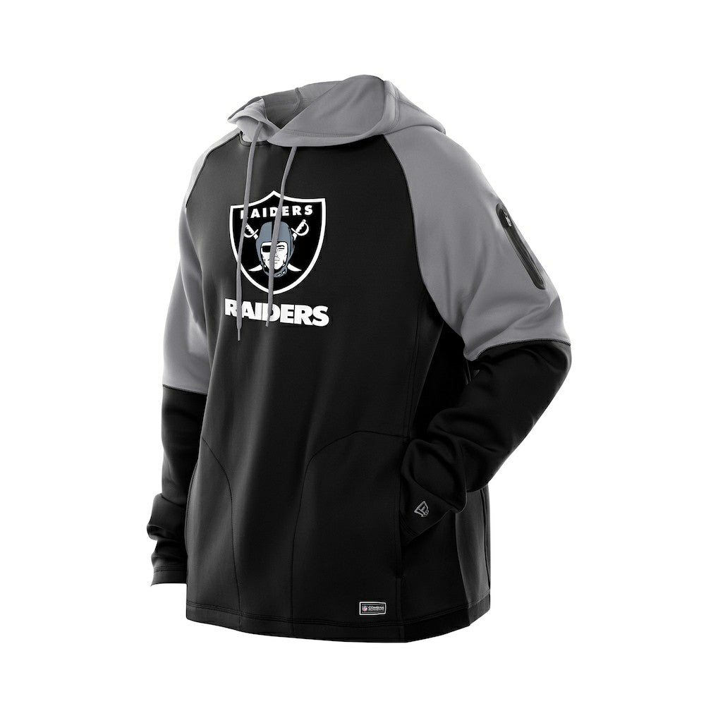 Las Vegas Raiders New Era Combine Authentic Color Block Raglan Pullover Hoodie - Black - NFL