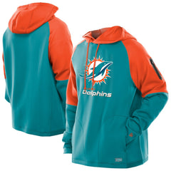 Miami Dolphins New Era Combine Authentic Color Block Raglan Pullover Hoodie - Aqua - NFL