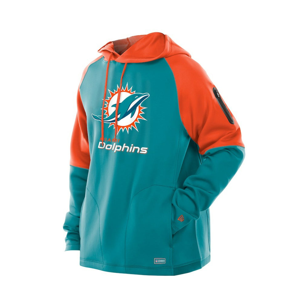 Miami Dolphins New Era Combine Authentic Color Block Raglan Pullover Hoodie - Aqua - NFL