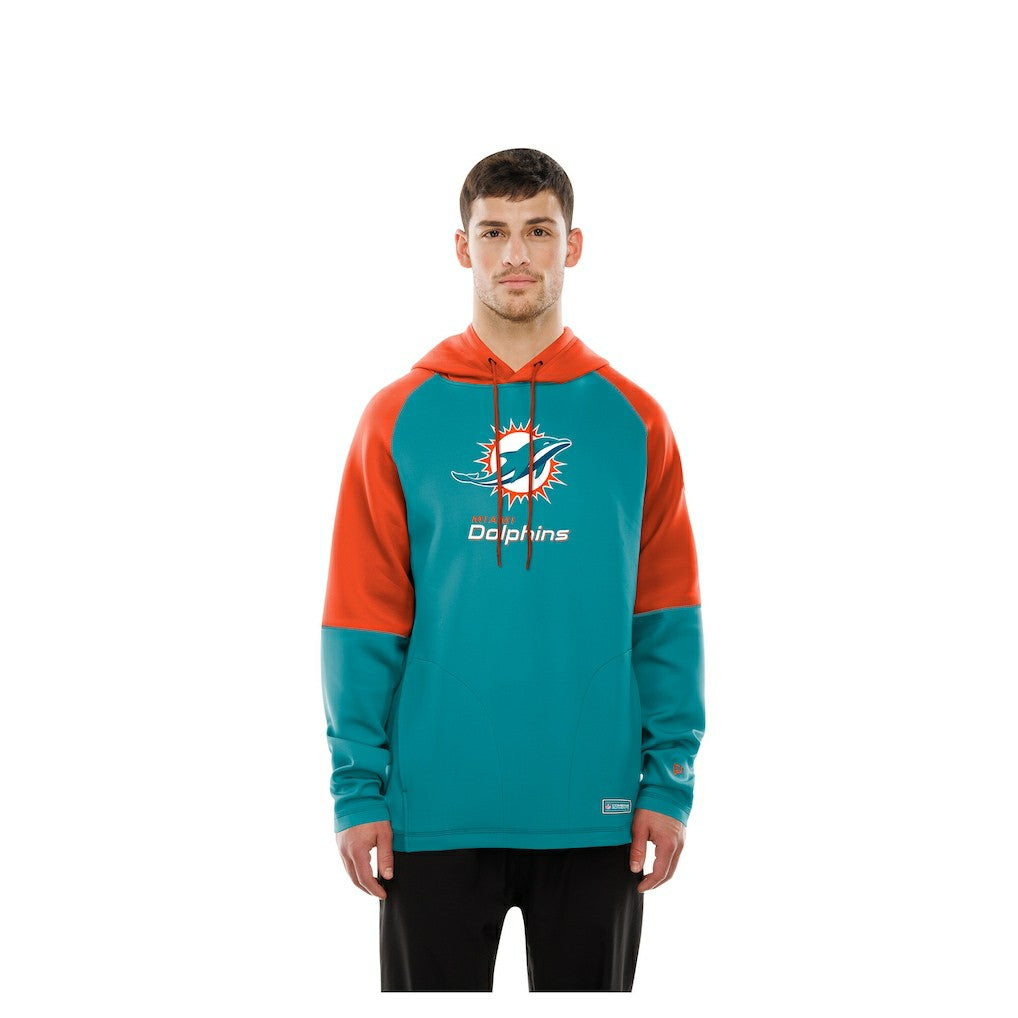 Miami Dolphins New Era Combine Authentic Color Block Raglan Pullover Hoodie - Aqua - NFL
