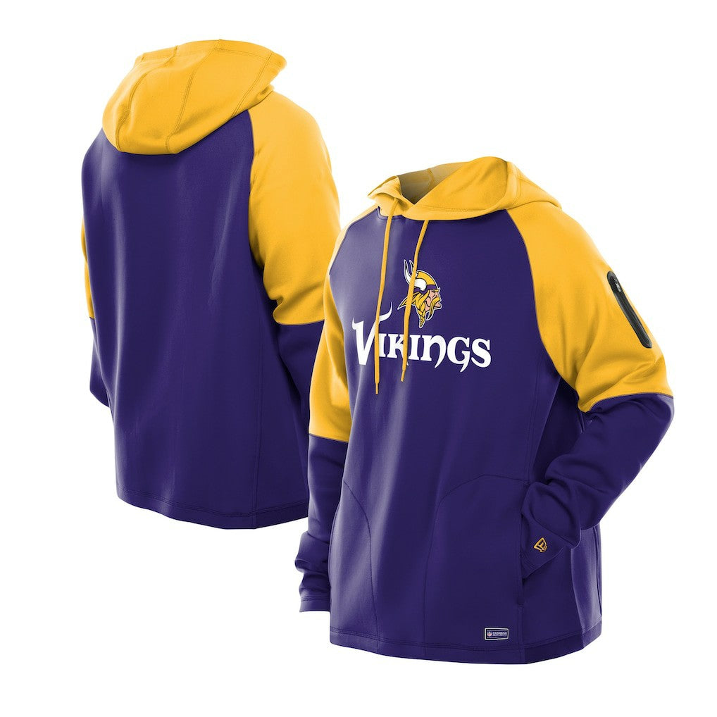 Minnesota Vikings New Era Combine Authentic Color Block Raglan Pullover Hoodie - Purple - NFL