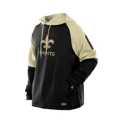 New Orleans Saints New Era Combine Authentic Color Block Raglan Pullover Hoodie - Black - NFL