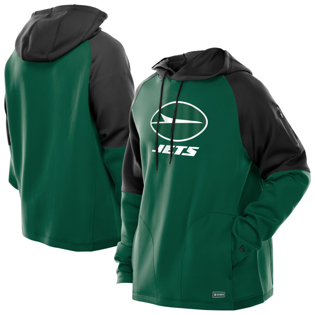 New York Jets New Era Combine Authentic Color Block Raglan Pullover Hoodie - Green - NFL
