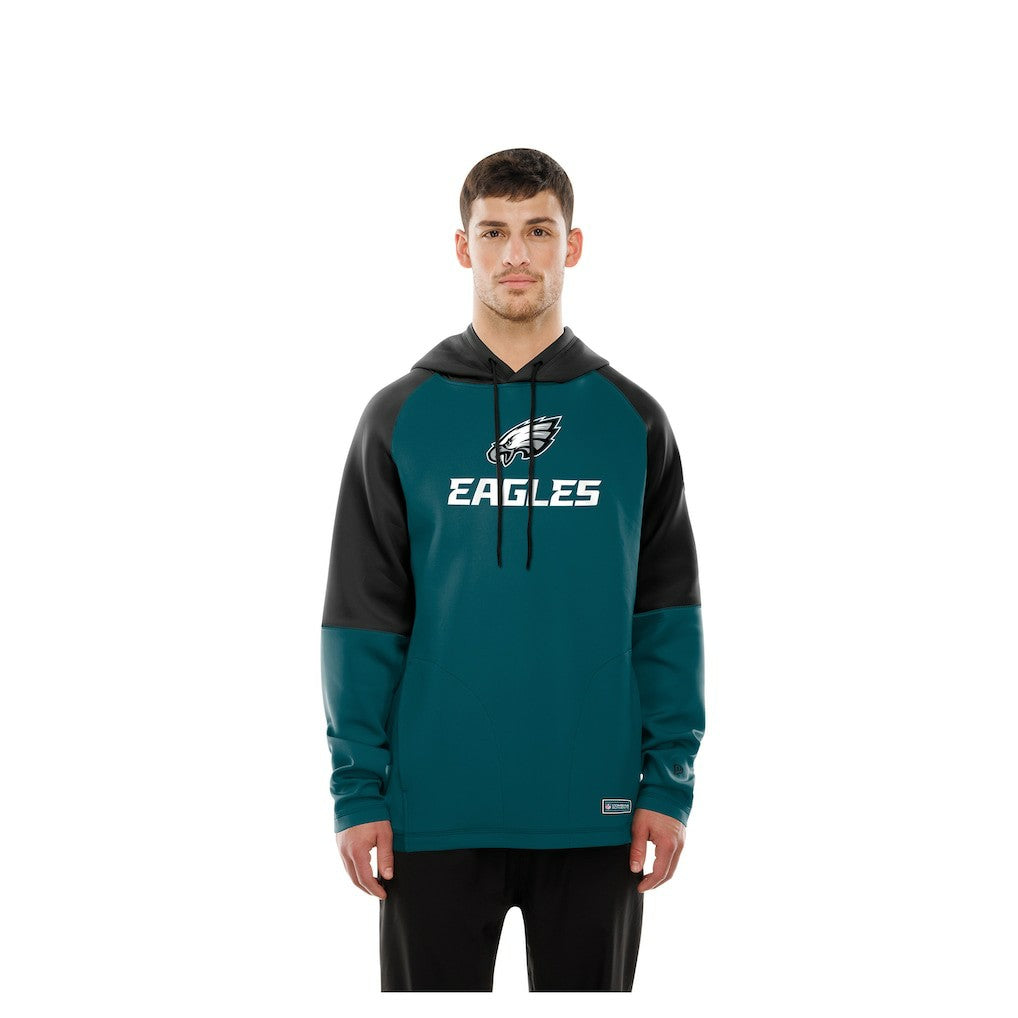 Philadelphia Eagles New Era Combine Authentic Color Block Raglan Pullover Hoodie - Midnight Green - NFL