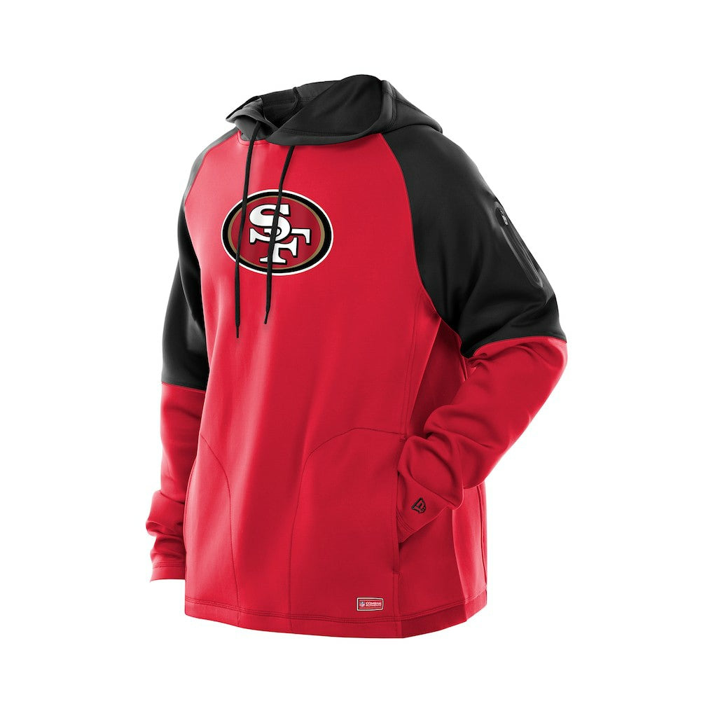 San Francisco 49ers New Era Combine Authentic Color Block Raglan Pullover Hoodie - Scarlet - NFL
