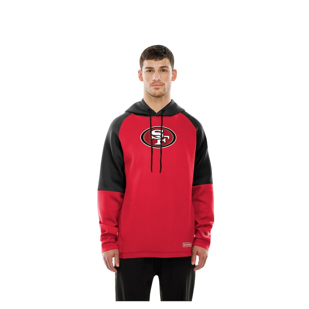 San Francisco 49ers New Era Combine Authentic Color Block Raglan Pullover Hoodie - Scarlet - NFL