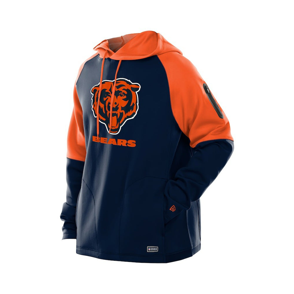 Chicago Bears New Era Combine Authentic Color Block Raglan Pullover Hoodie - Navy - NFL