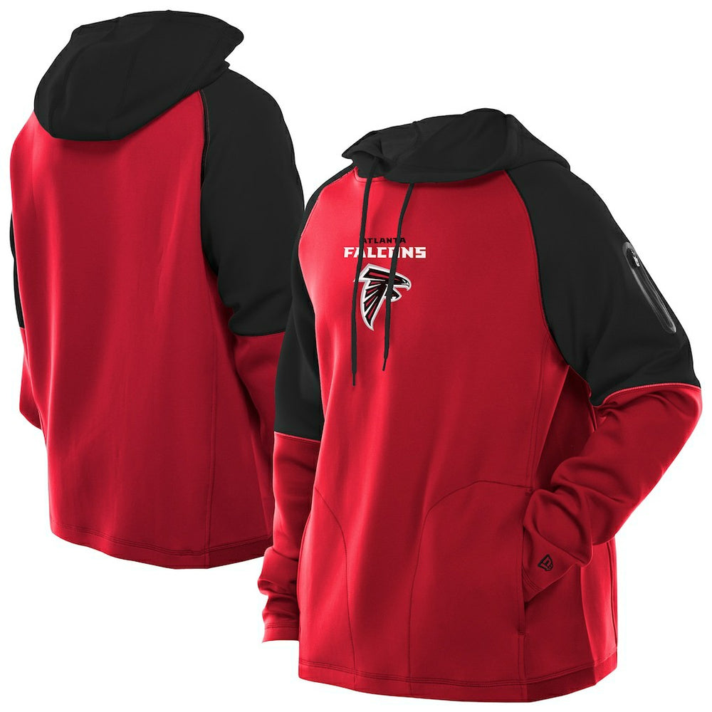 Atlanta Falcons New Era Combine Authentic Color Block Raglan Pullover Hoodie - Red - NFL