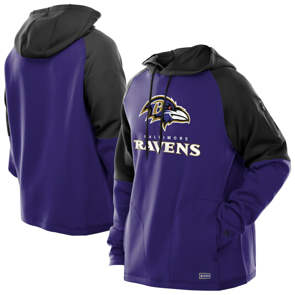 Baltimore Ravens New Era Combine Authentic Color Block Raglan Pullover Hoodie - Purple - NFL