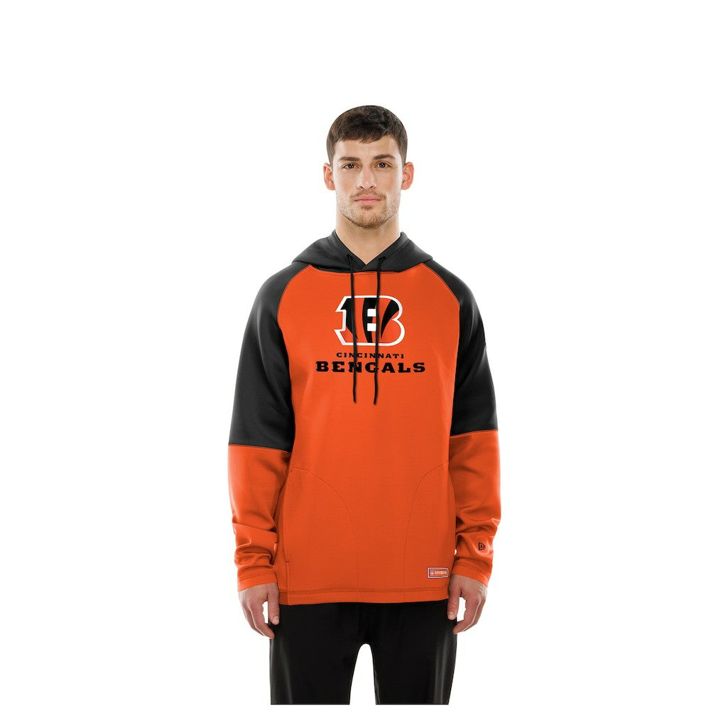 Cincinnati Bengals New Era Combine Authentic Color Block Raglan Pullover Hoodie - Orange - NFL