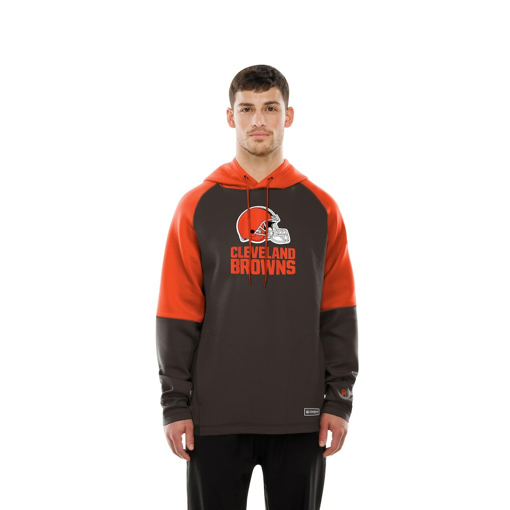 Cleveland Browns New Era Combine Authentic Color Block Raglan Pullover Hoodie - Brown - NFL