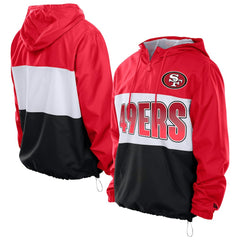 San Francisco 49ers New Era Ripstop Quarter-Zip Hooded Windbreaker - Scarlet - NFL