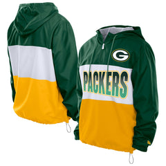 Green Bay Packers New Era Ripstop Quarter-Zip Hooded Windbreaker - Green - NFL
