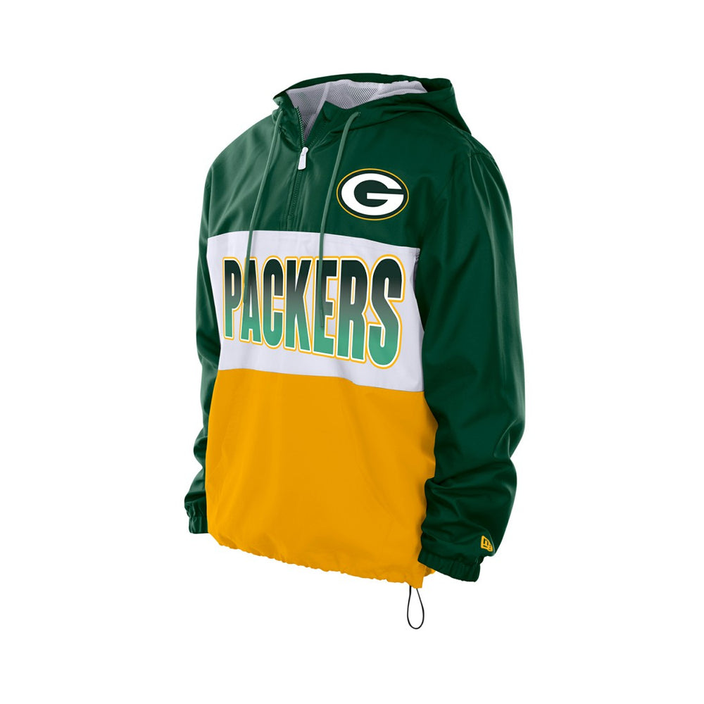 Green Bay Packers New Era Ripstop Quarter-Zip Hooded Windbreaker - Green - NFL