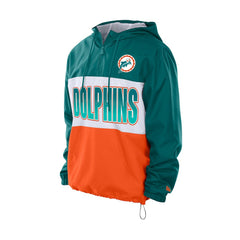 Miami Dolphins New Era Ripstop Quarter-Zip Hooded Windbreaker - Aqua - NFL