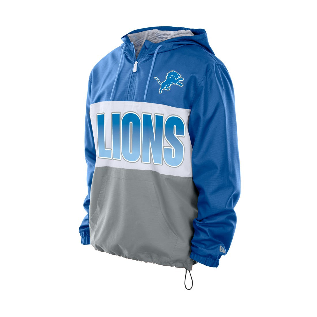 Detroit Lions New Era Ripstop Quarter-Zip Hooded Windbreaker - Blue - NFL