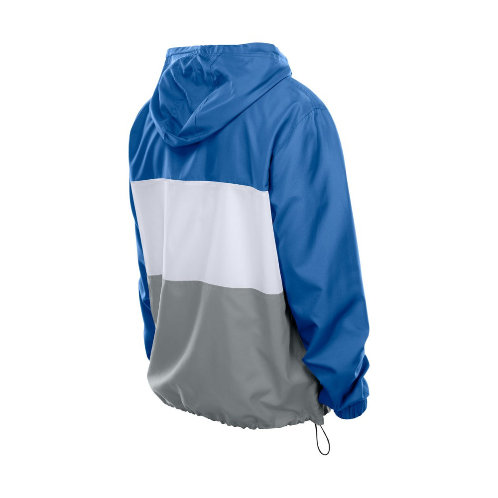 Detroit Lions New Era Ripstop Quarter-Zip Hooded Windbreaker - Blue - NFL