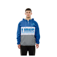 Detroit Lions New Era Ripstop Quarter-Zip Hooded Windbreaker - Blue - NFL