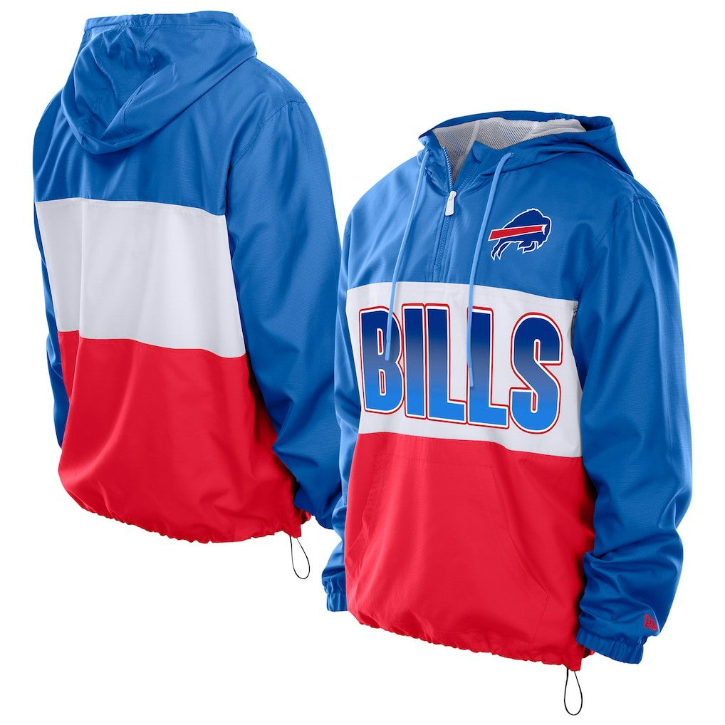 Buffalo Bills New Era Ripstop Quarter-Zip Hooded Windbreaker - Royal - NFL