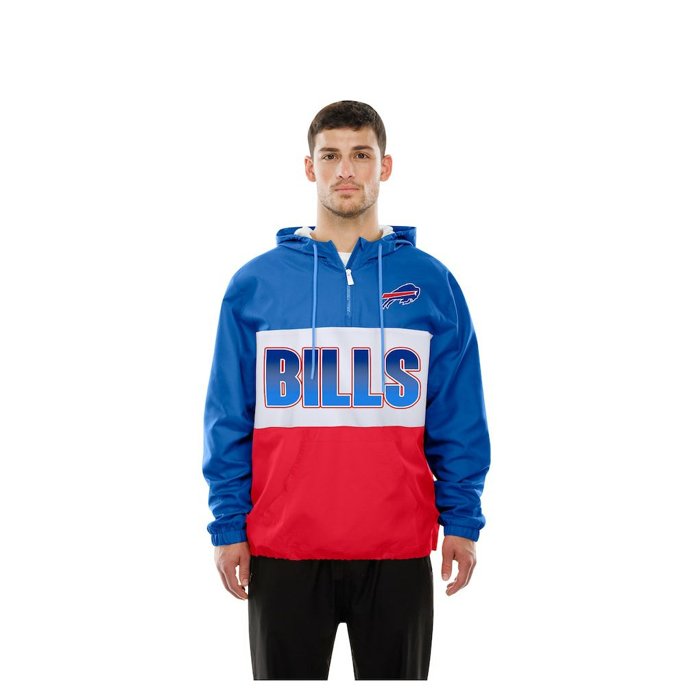Buffalo Bills New Era Ripstop Quarter-Zip Hooded Windbreaker - Royal - NFL