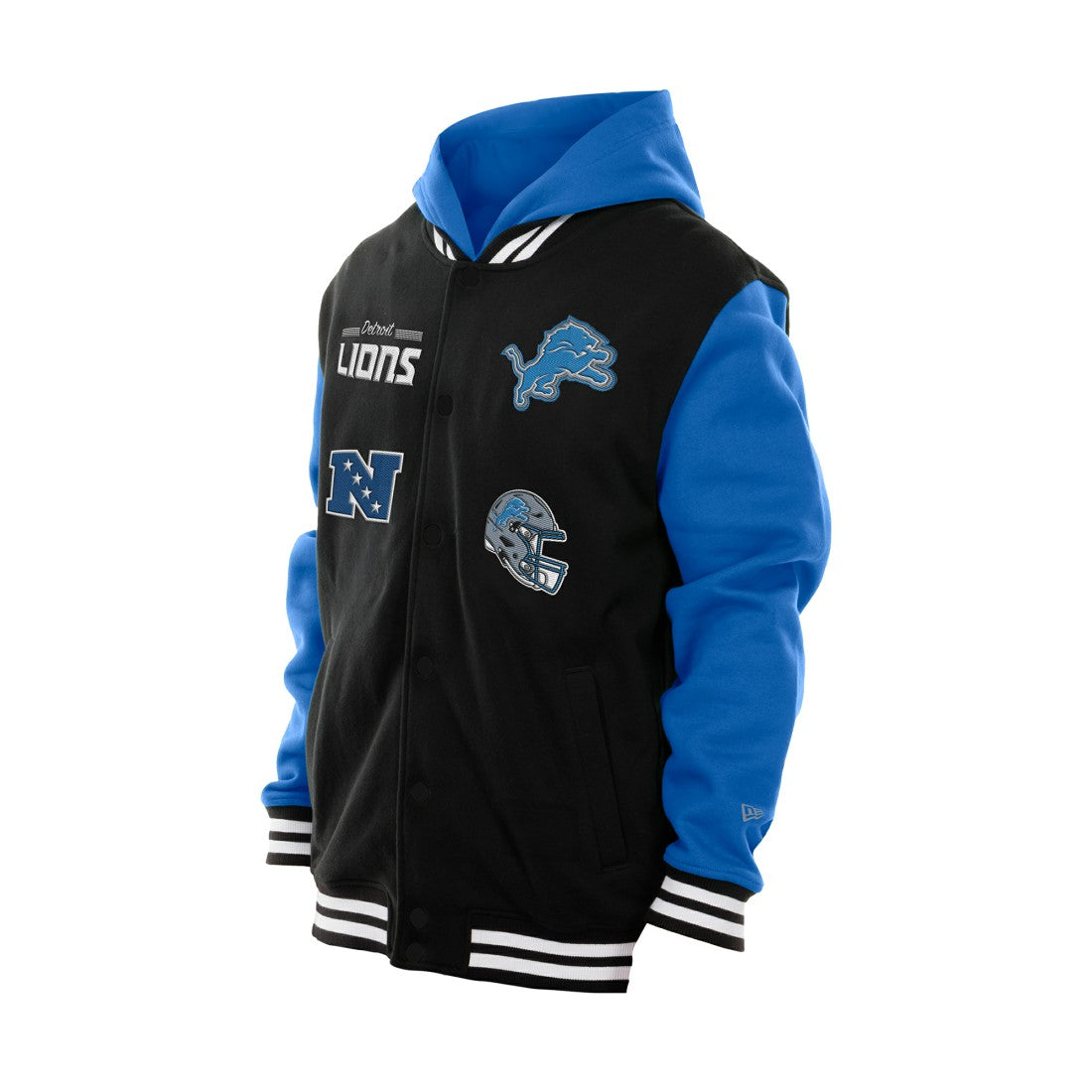 Detroit Lions New Era Full-Snap Fleece Hoodie Jacket - Black - NFL