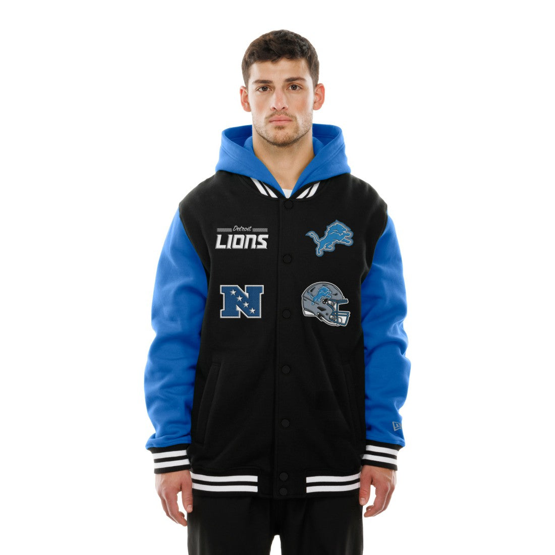 Detroit Lions New Era Full-Snap Fleece Hoodie Jacket - Black - NFL