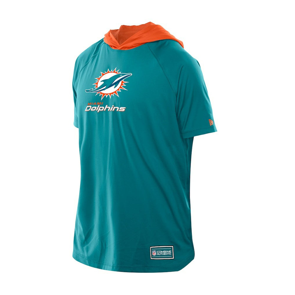 Miami Dolphins New Era Combine Authentic Hooded Raglan Short-Sleeve T-Shirt - Aqua - NFL