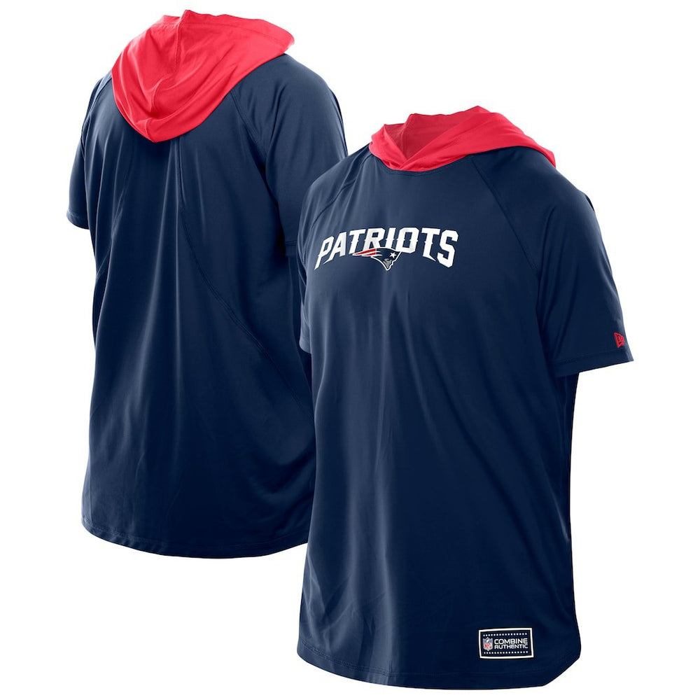 New England Patriots New Era Combine Authentic Hooded Raglan Short-Sleeve T-Shirt - Navy - NFL