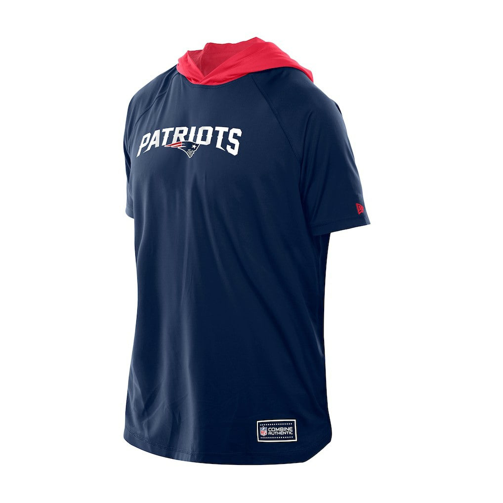 New England Patriots New Era Combine Authentic Hooded Raglan Short-Sleeve T-Shirt - Navy - NFL