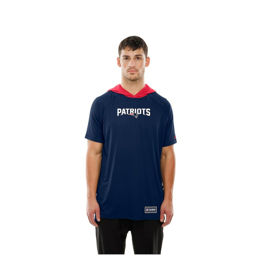 New England Patriots New Era Combine Authentic Hooded Raglan Short-Sleeve T-Shirt - Navy - NFL