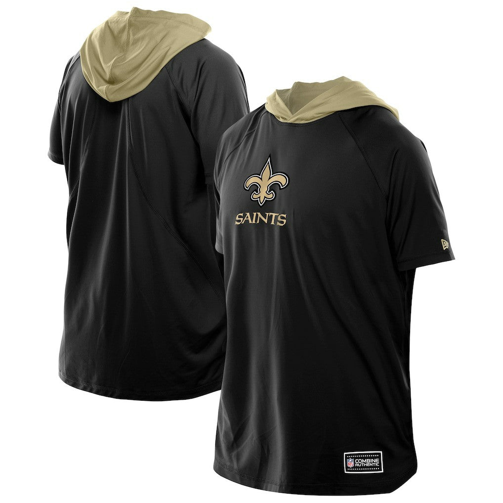 New Orleans Saints New Era Combine Authentic Hooded Raglan Short-Sleeve T-Shirt - Black - NFL