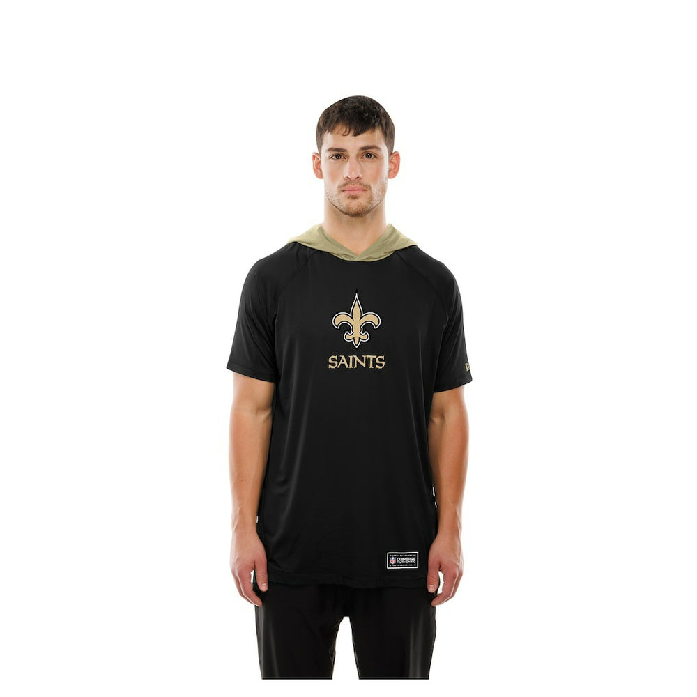 New Orleans Saints New Era Combine Authentic Hooded Raglan Short-Sleeve T-Shirt - Black - NFL