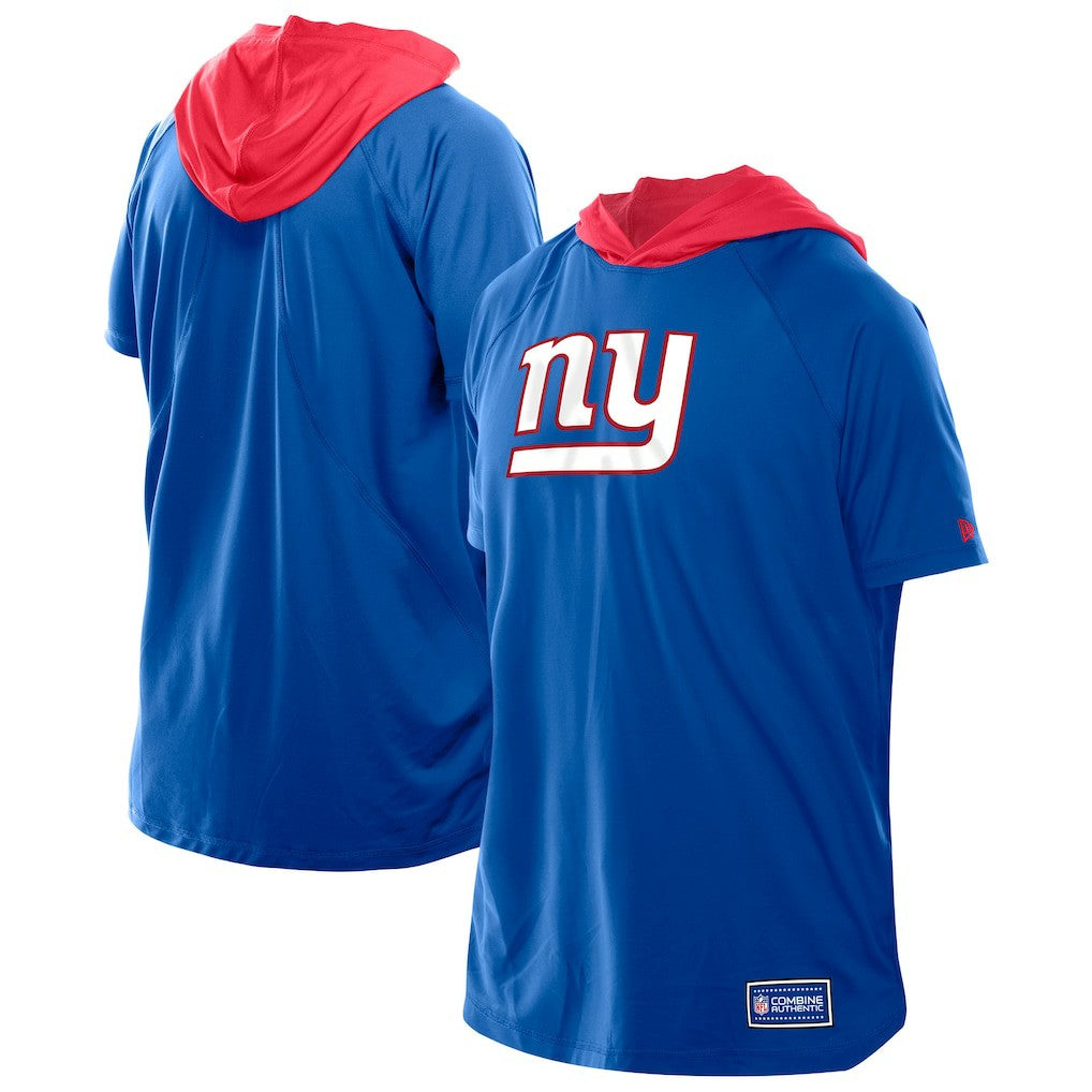 New York Giants New Era Combine Authentic Hooded Raglan Short-Sleeve T-Shirt - Royal - NFL