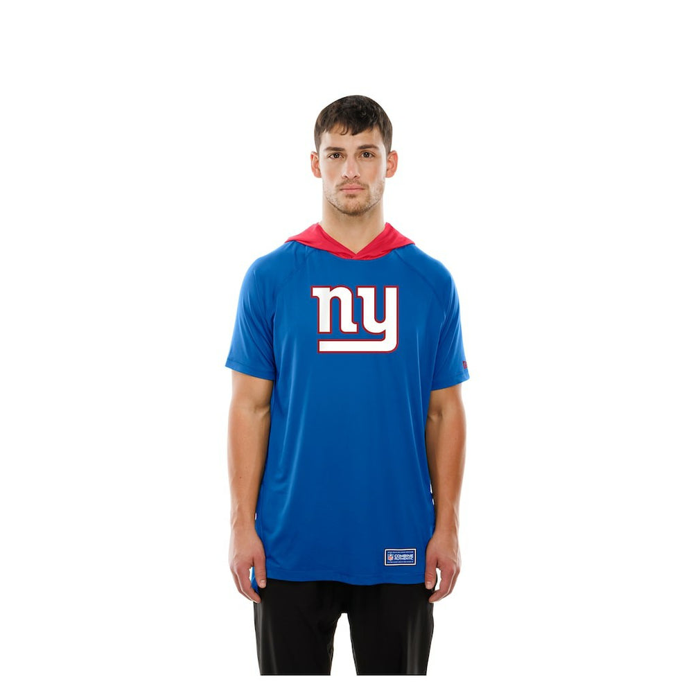 New York Giants New Era Combine Authentic Hooded Raglan Short-Sleeve T-Shirt - Royal - NFL