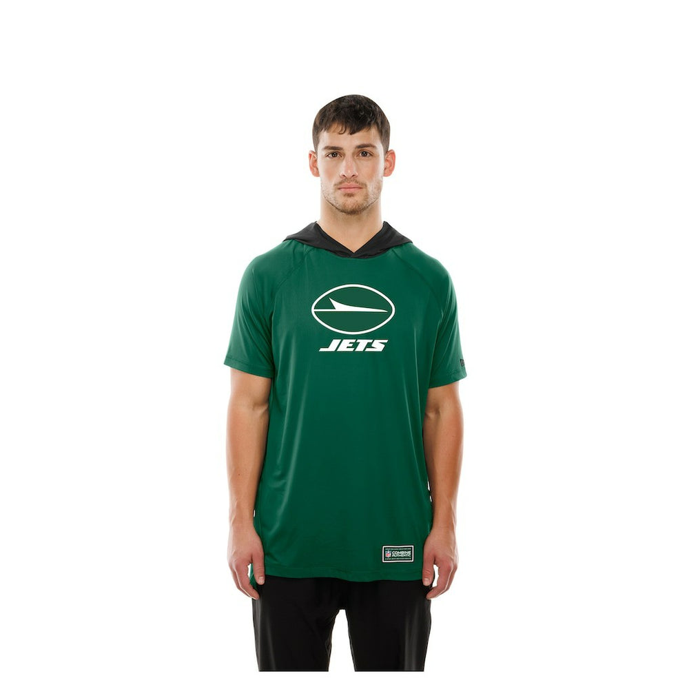New York Jets New Era Combine Authentic Hooded Raglan Short-Sleeve T-Shirt - Green - NFL